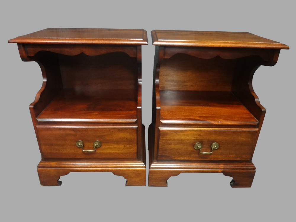Pair Solid Mahogany Bedside Cabinets
