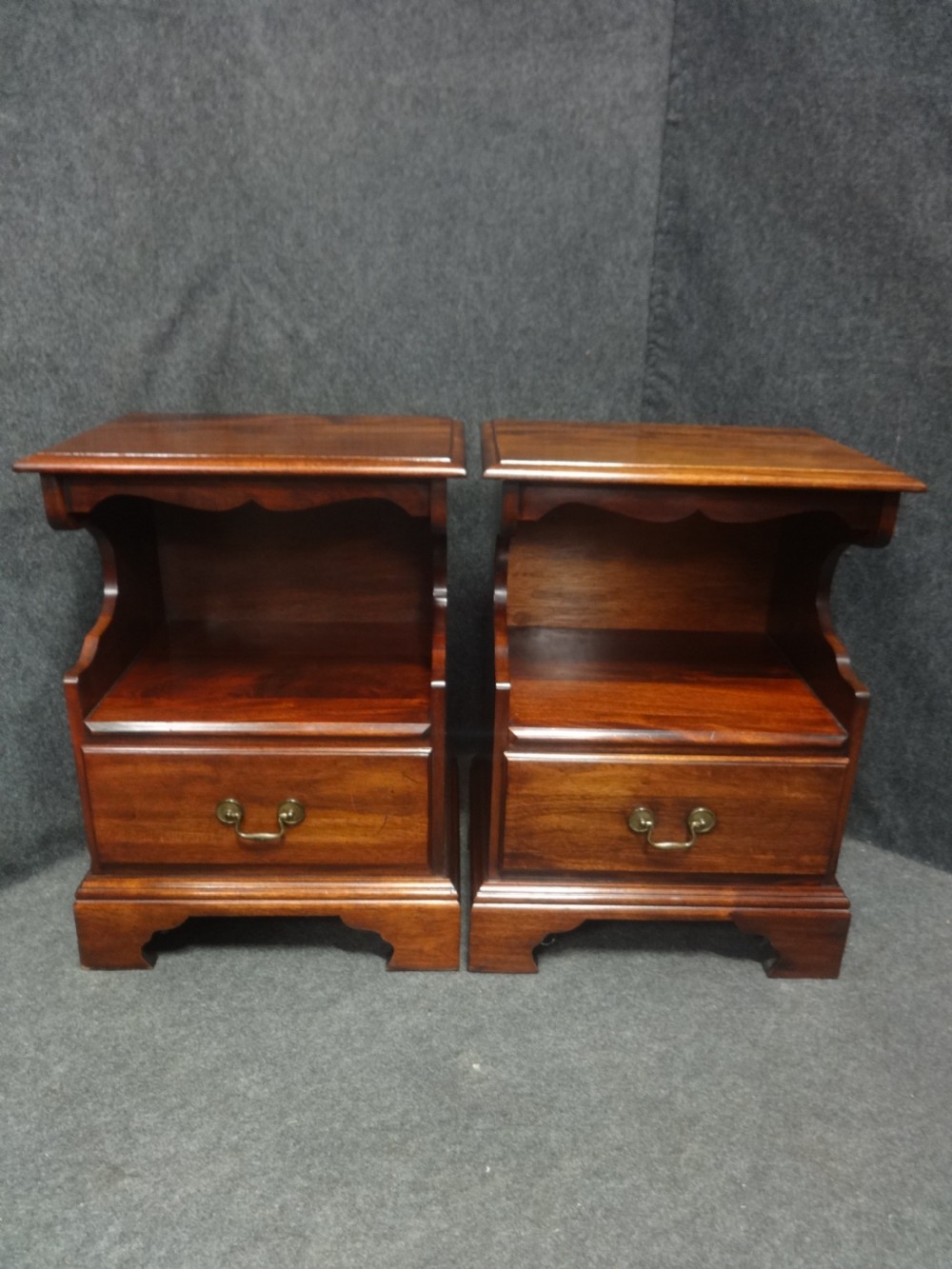 Pair Solid Mahogany Bedside Cabinets View II