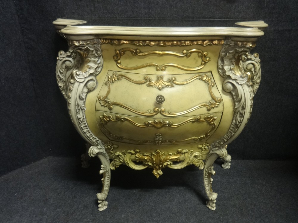Very Pretty Painted Bombe Chest of Drawers with Mirror View III