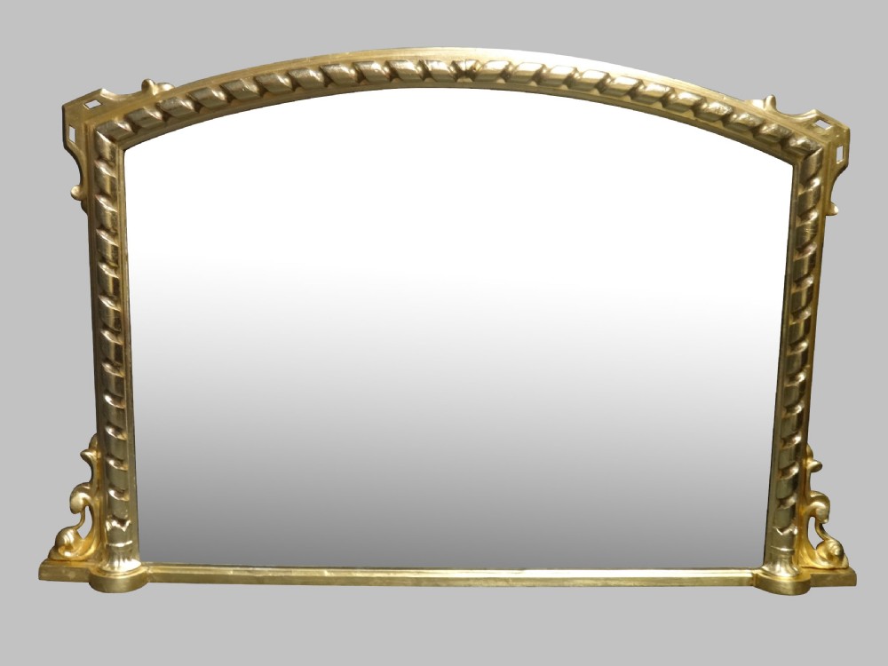 Fine English Arched Top Overmantle Mirror