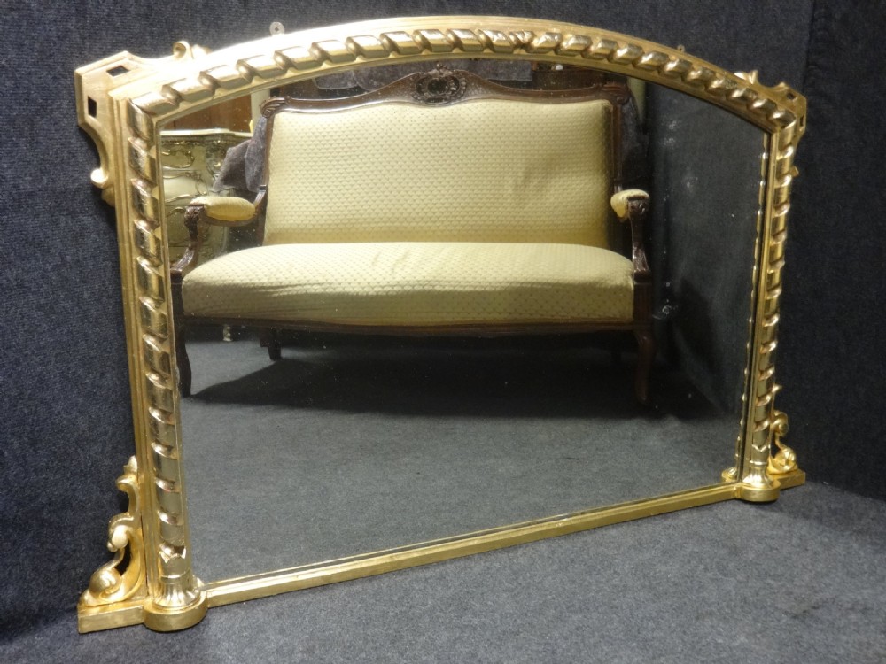 Fine English Arched Top Overmantle Mirror View II