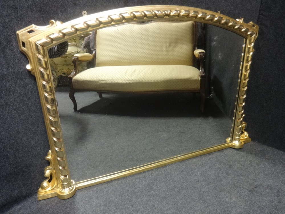 Fine English Arched Top Overmantle Mirror View IV