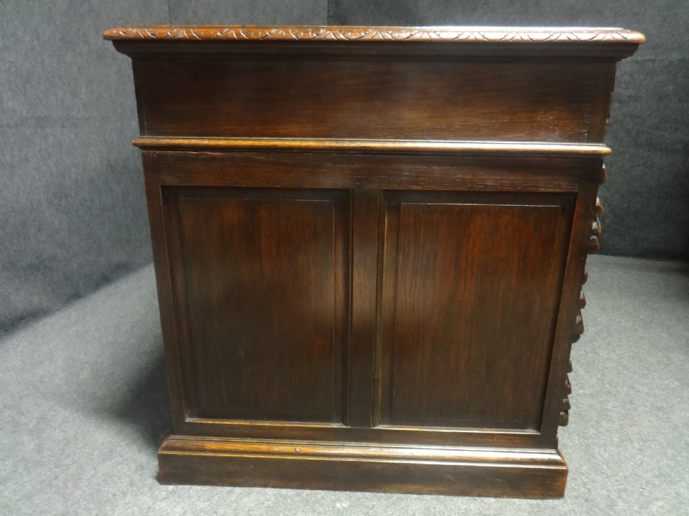 Superb Solid Oak Green Man Pedestal Desk View IV