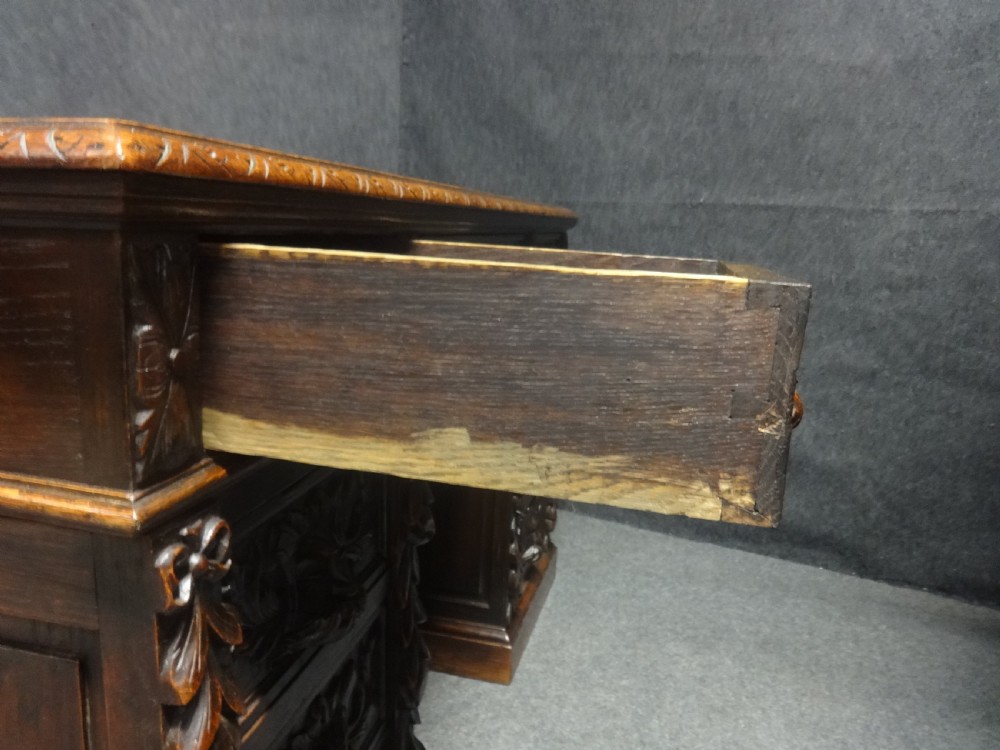 Superb Solid Oak Green Man Pedestal Desk View V