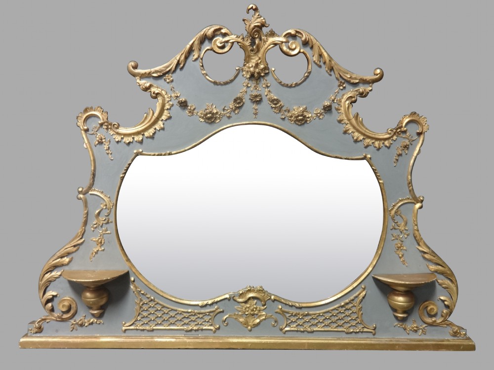 Very Good Victorian Parcel Gilt Overmantle Mirror