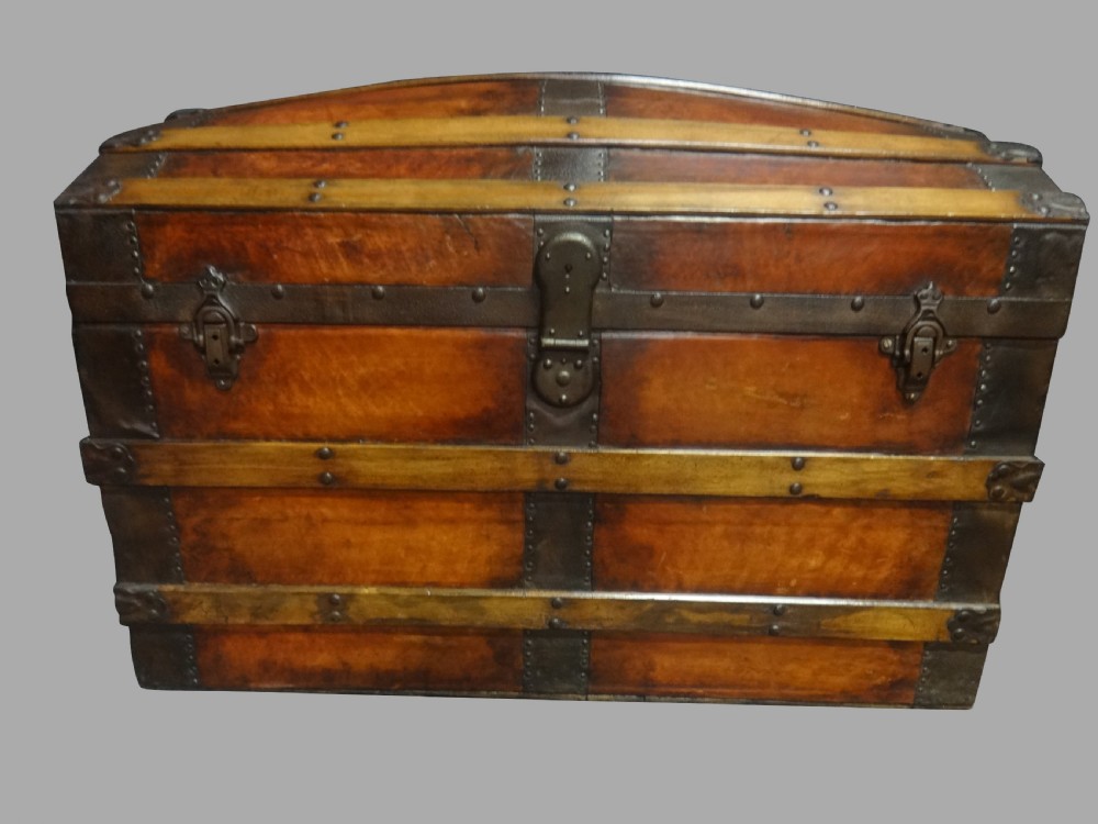 Leather Covered Domed Top Trunk