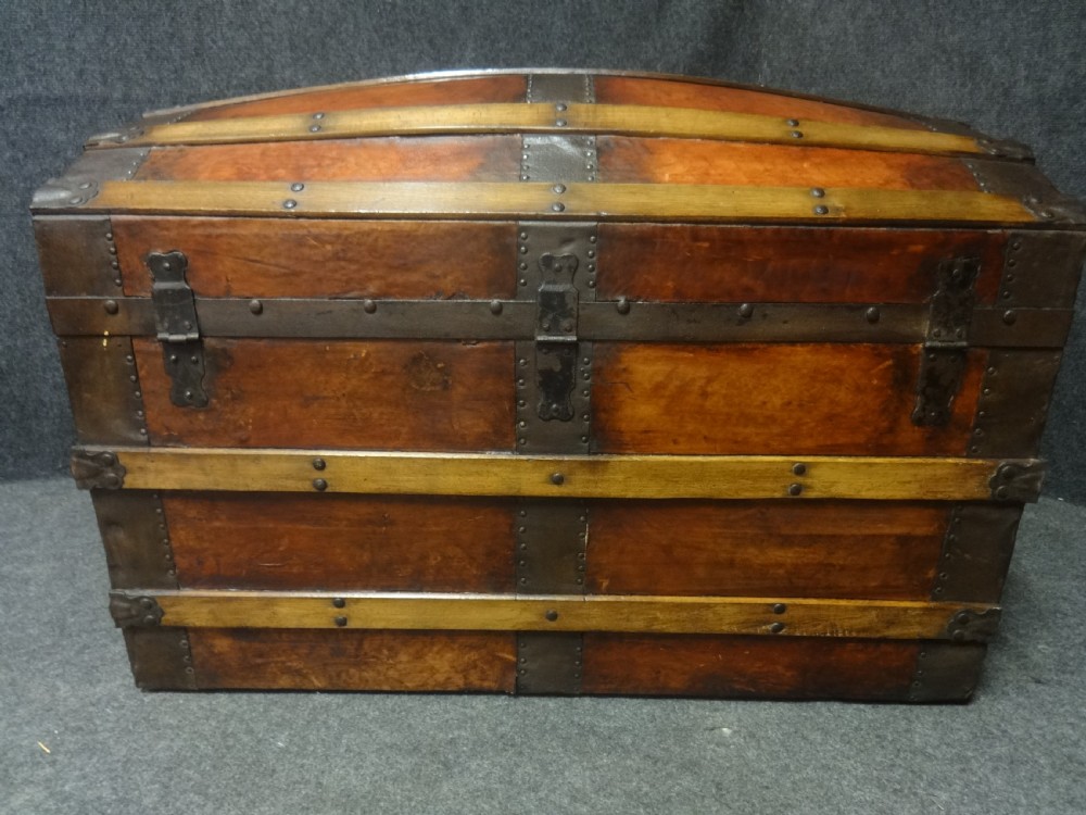 Leather Covered Domed Top Trunk View IV