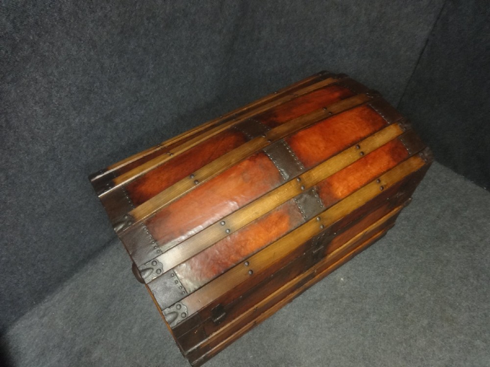 Leather Covered Domed Top Trunk View V