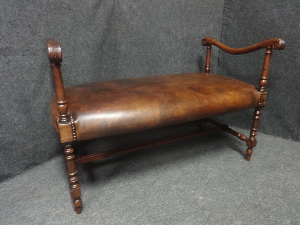 French Leather Upholstered Window Seat View II