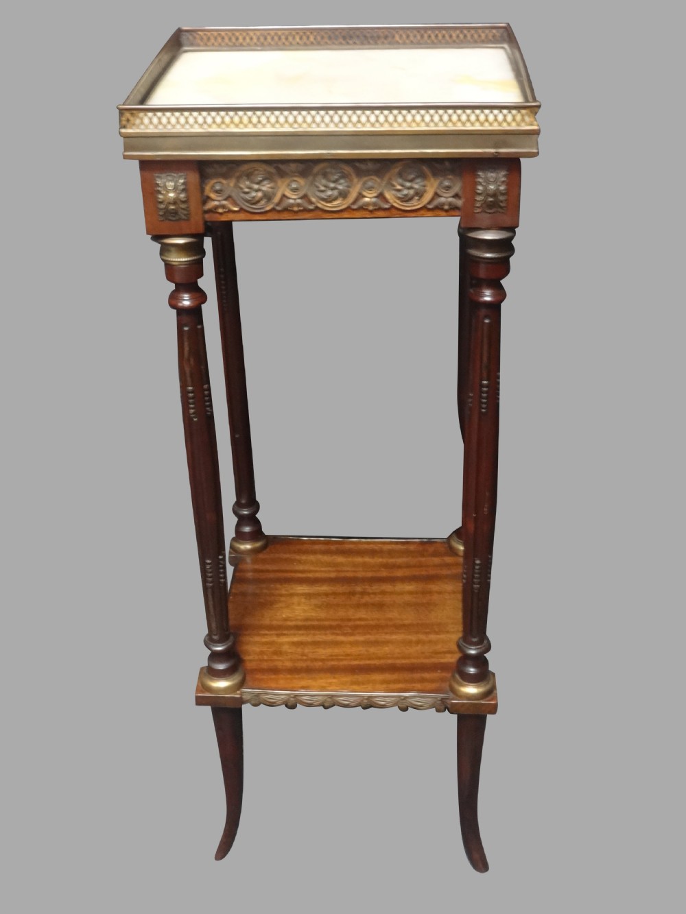 Mahogany Marble Topped Plant Stand