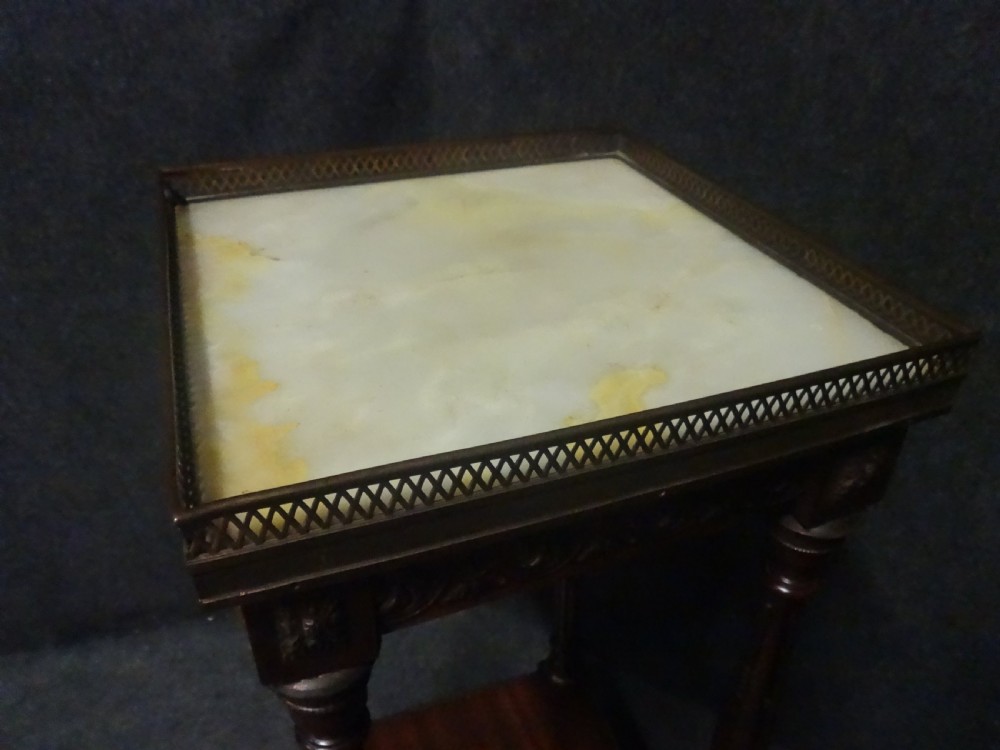 Mahogany Marble Topped Plant Stand View V