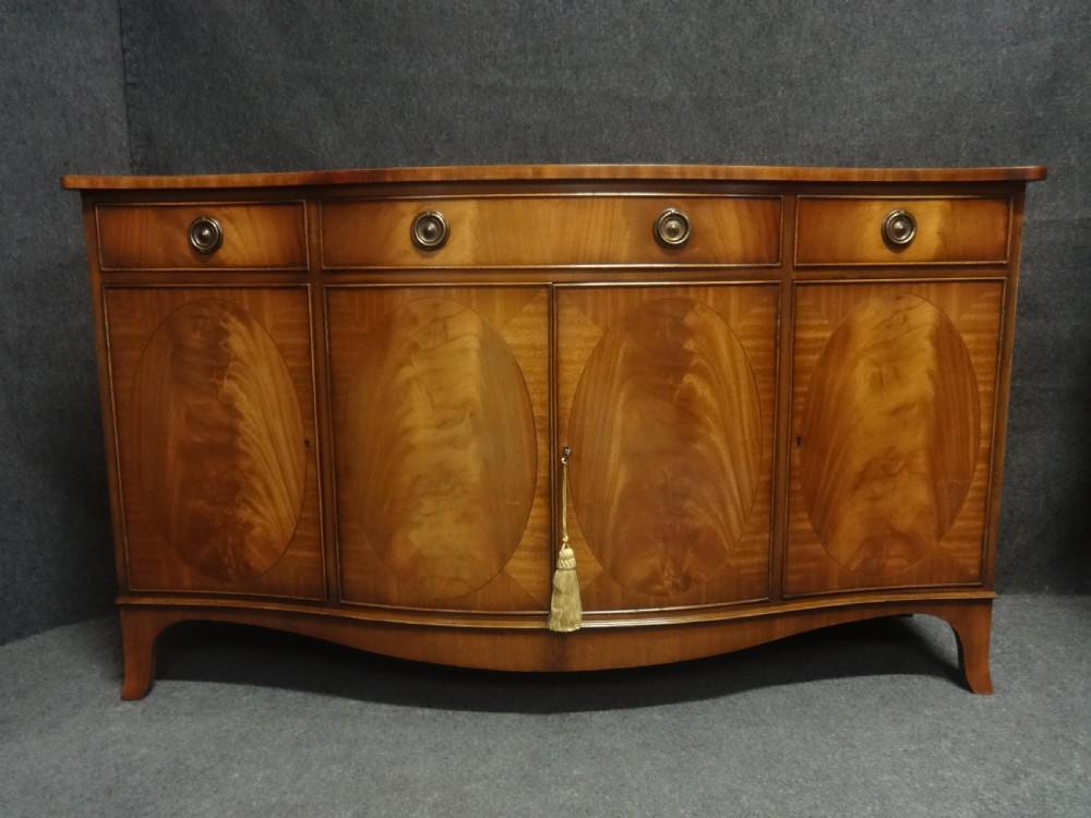 Outstanding Serpentine Mahogany Inlaid Sideboard View II
