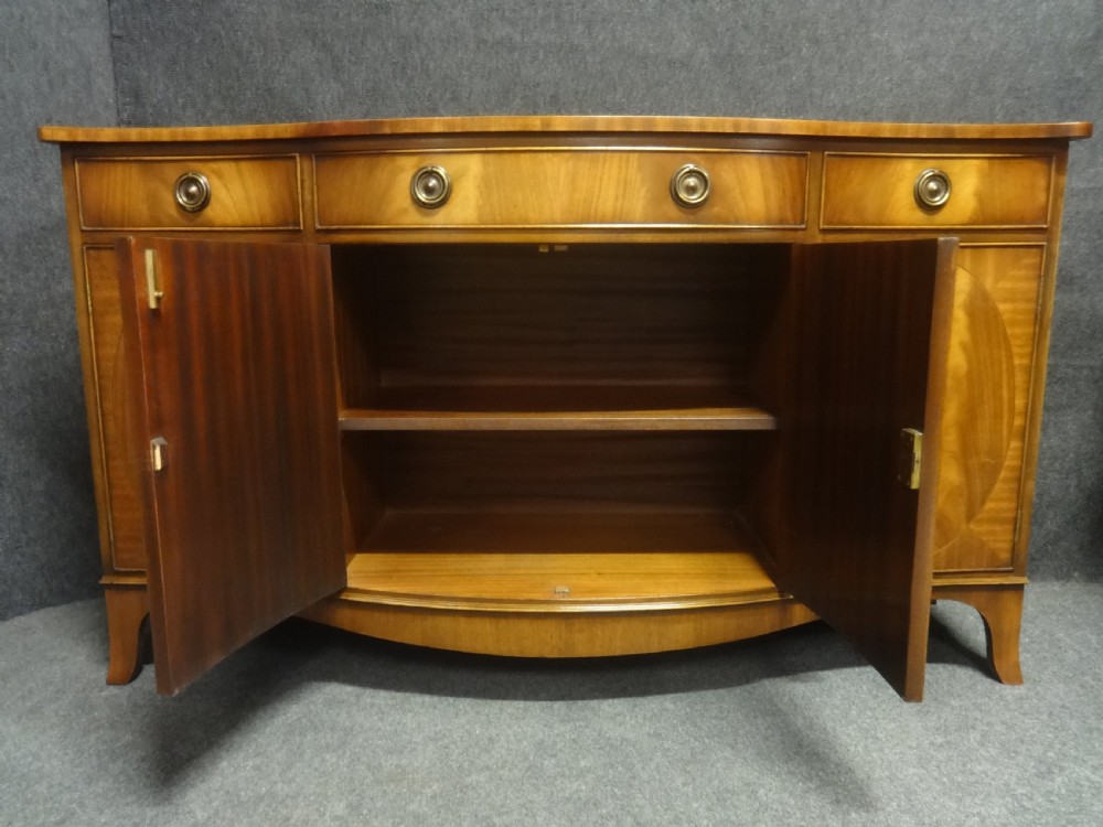 Outstanding Serpentine Mahogany Inlaid Sideboard View III