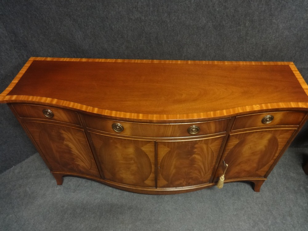 Outstanding Serpentine Mahogany Inlaid Sideboard View V