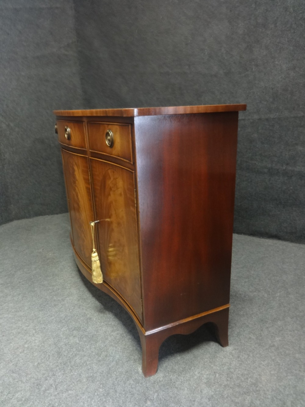 Outstanding Serpentine Mahogany Inlaid Sideboard View VII