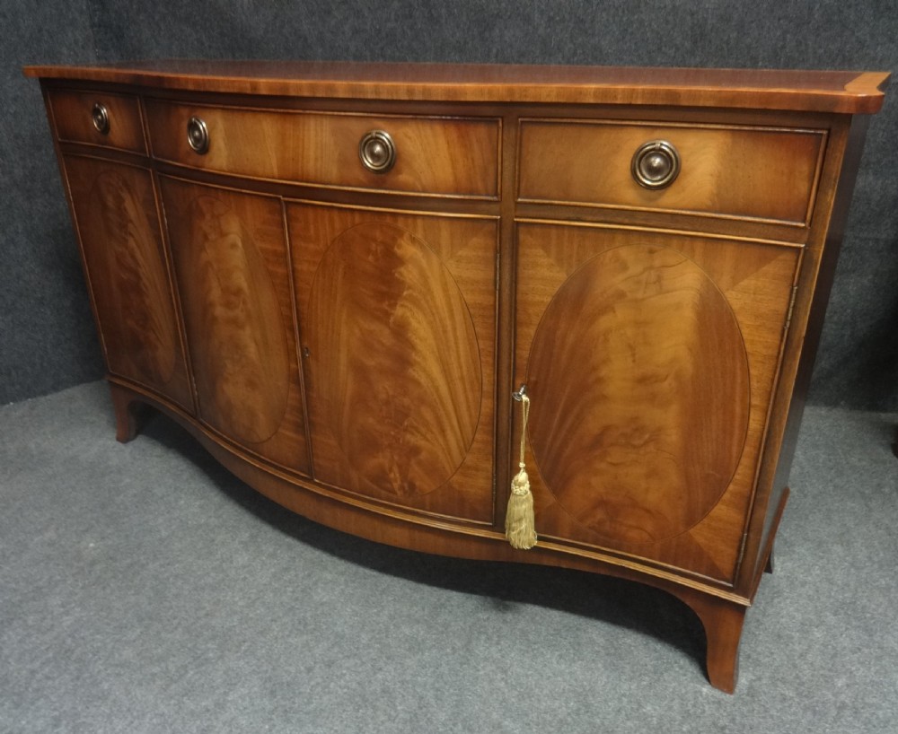Outstanding Serpentine Mahogany Inlaid Sideboard View VIII