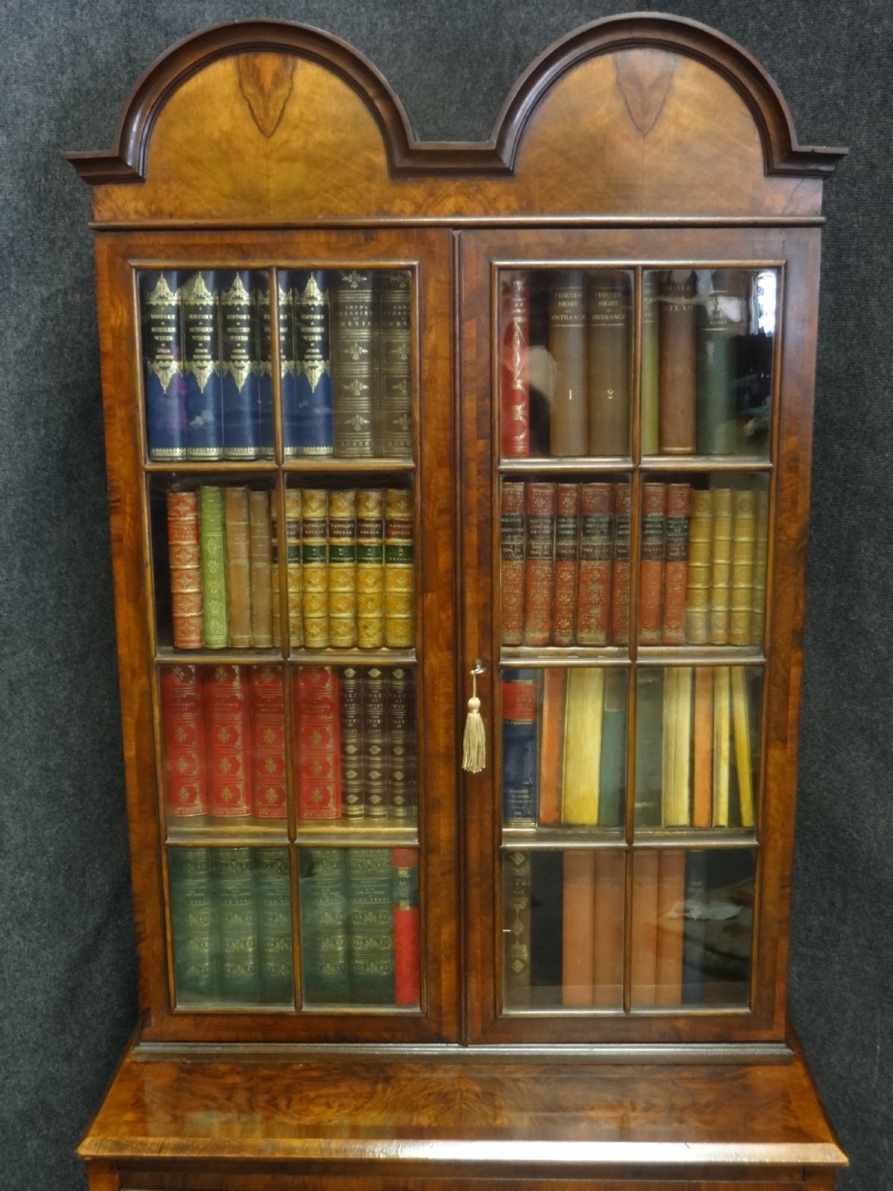 Burr Walnut Double Domed Bookcase View II