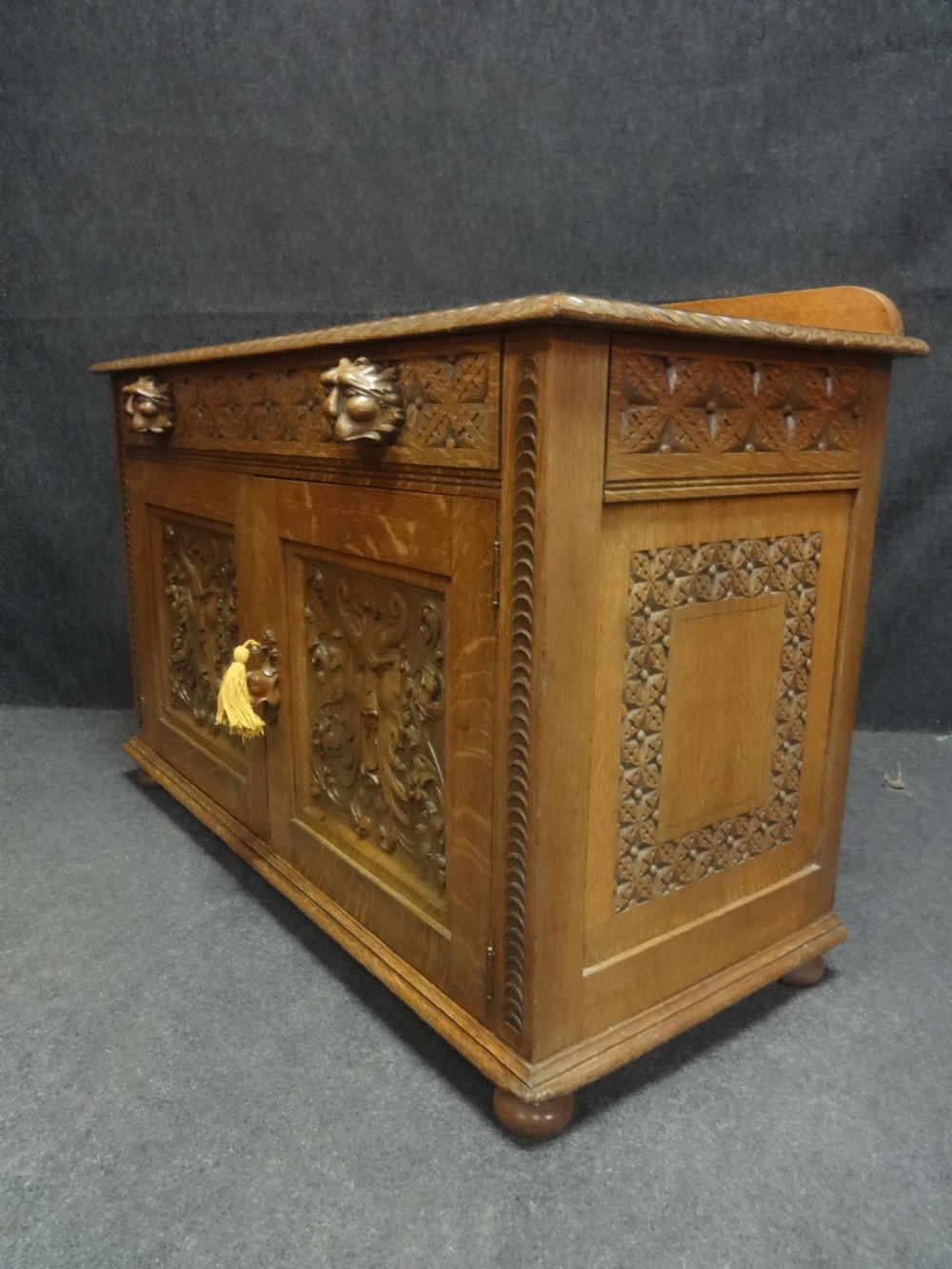 Quality Carved Oak Low Cabinet View VII