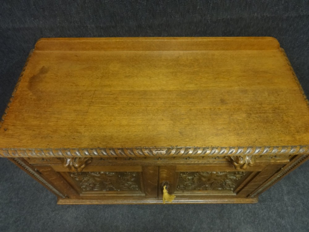 Quality Carved Oak Low Cabinet View VIII