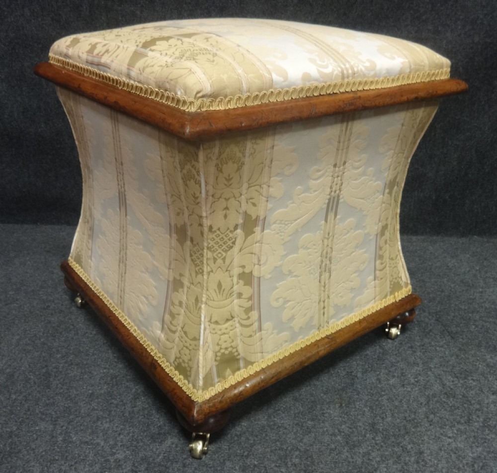 Curved Victorian Mahogany Ottoman View II