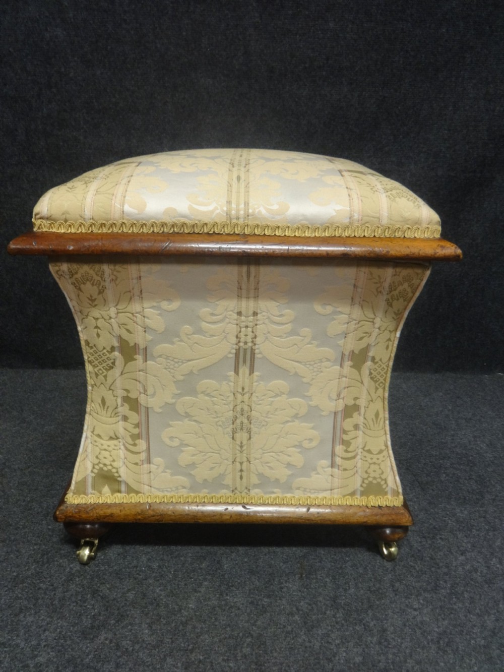 Curved Victorian Mahogany Ottoman View III