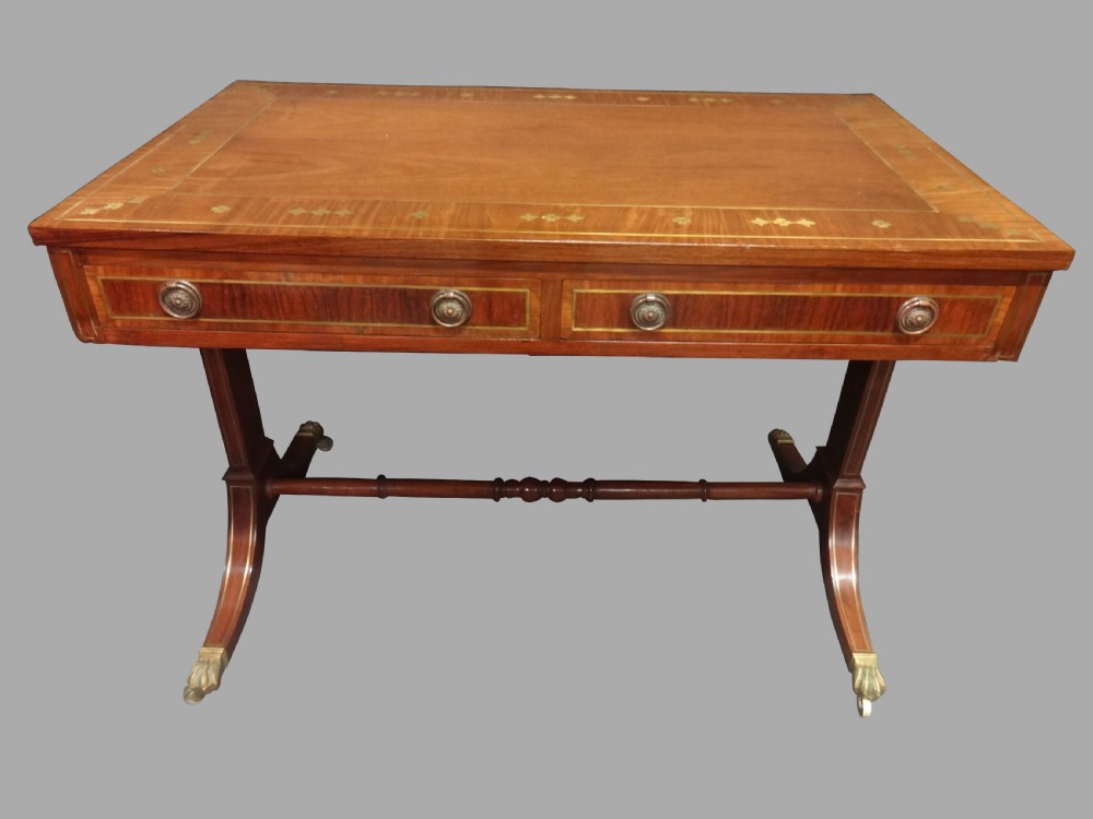 Excellent Quality Brass Inlaid Mahogany Sofa Table