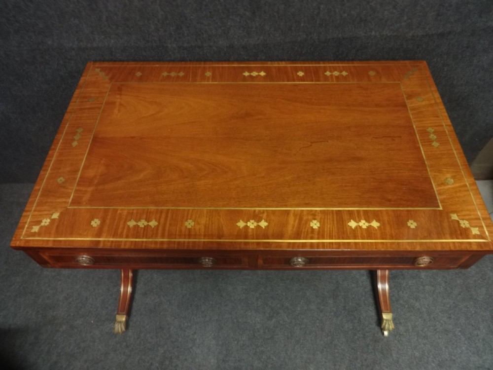 Excellent Quality Brass Inlaid Mahogany Sofa Table View II