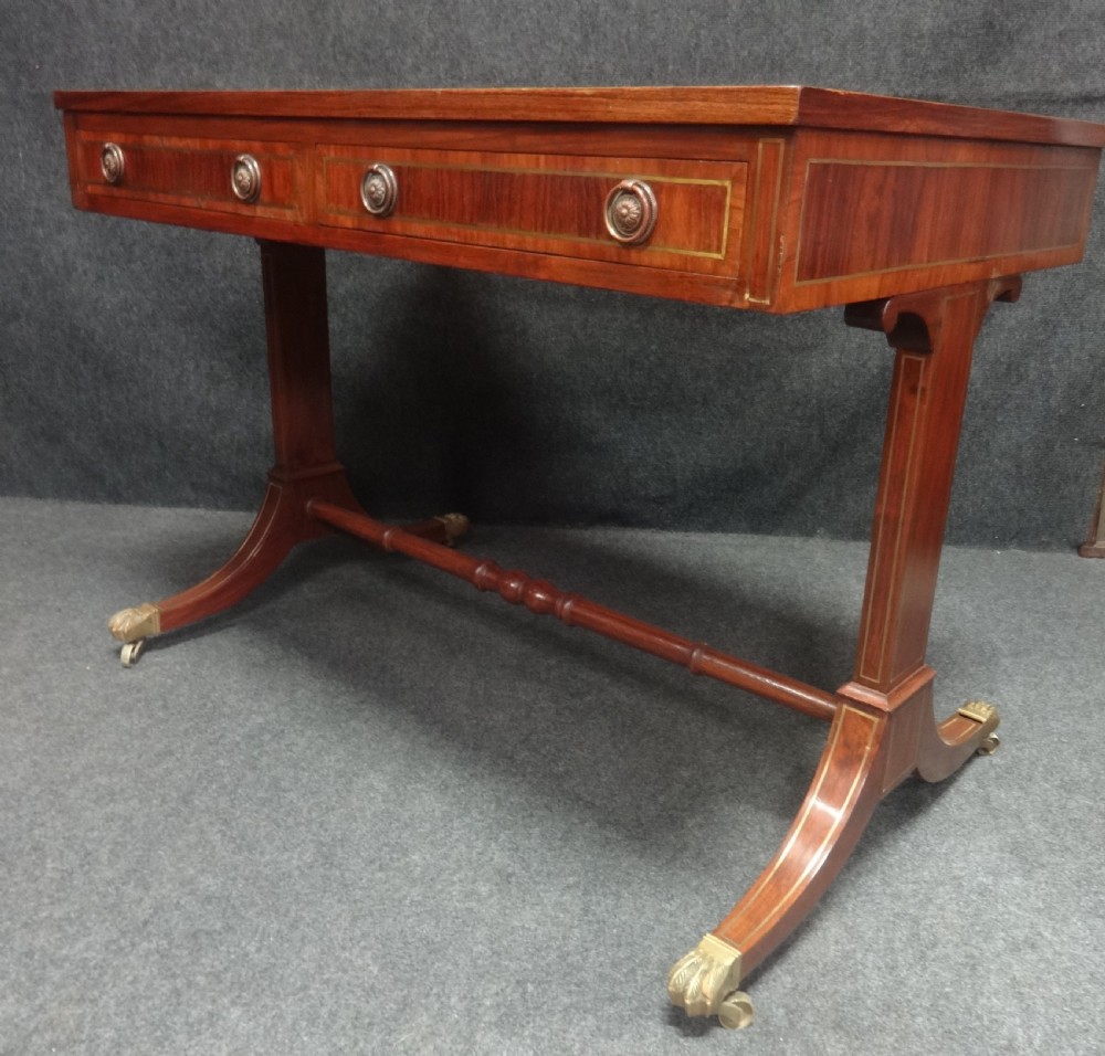 Excellent Quality Brass Inlaid Mahogany Sofa Table View V