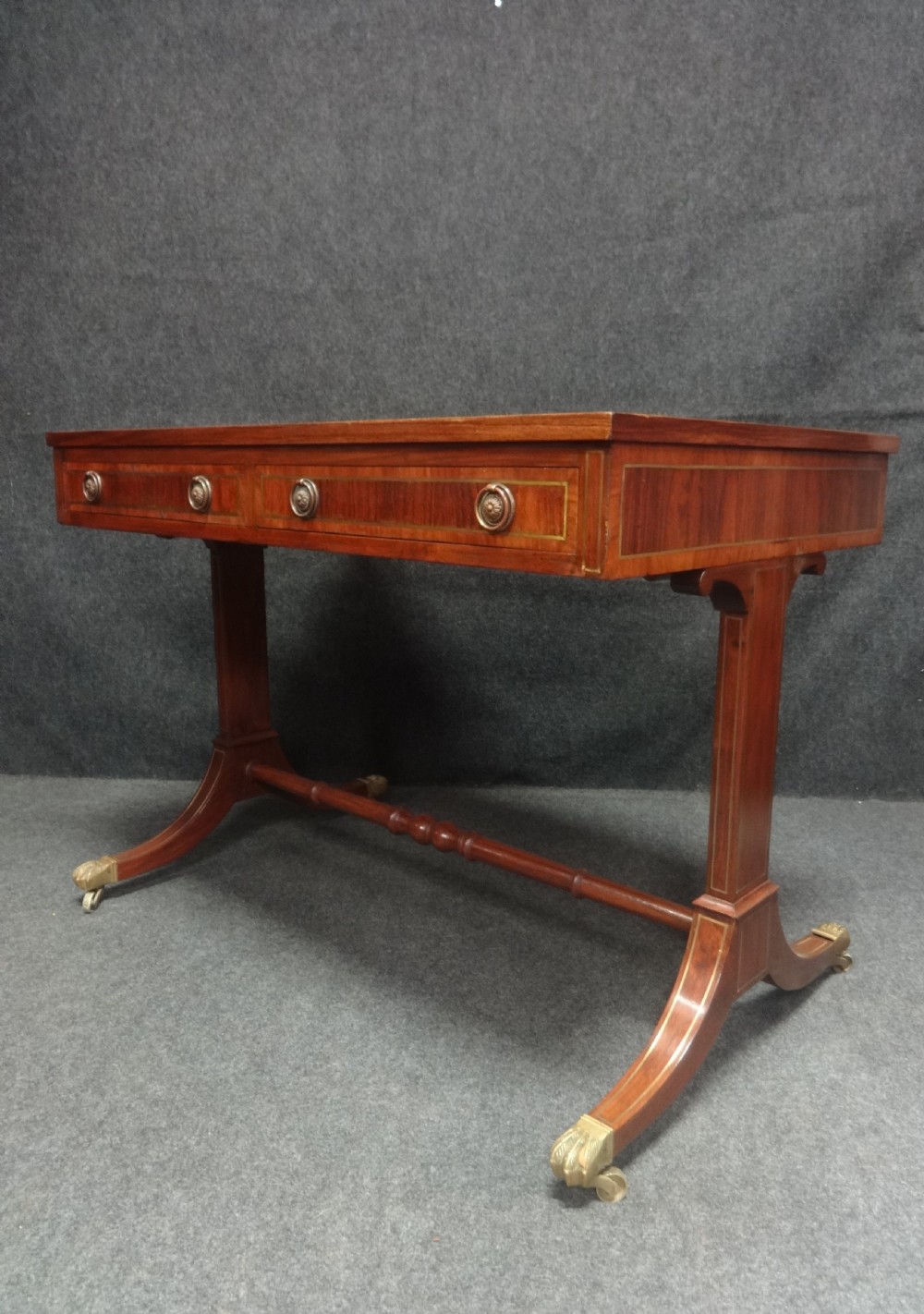 Excellent Quality Brass Inlaid Mahogany Sofa Table View VI