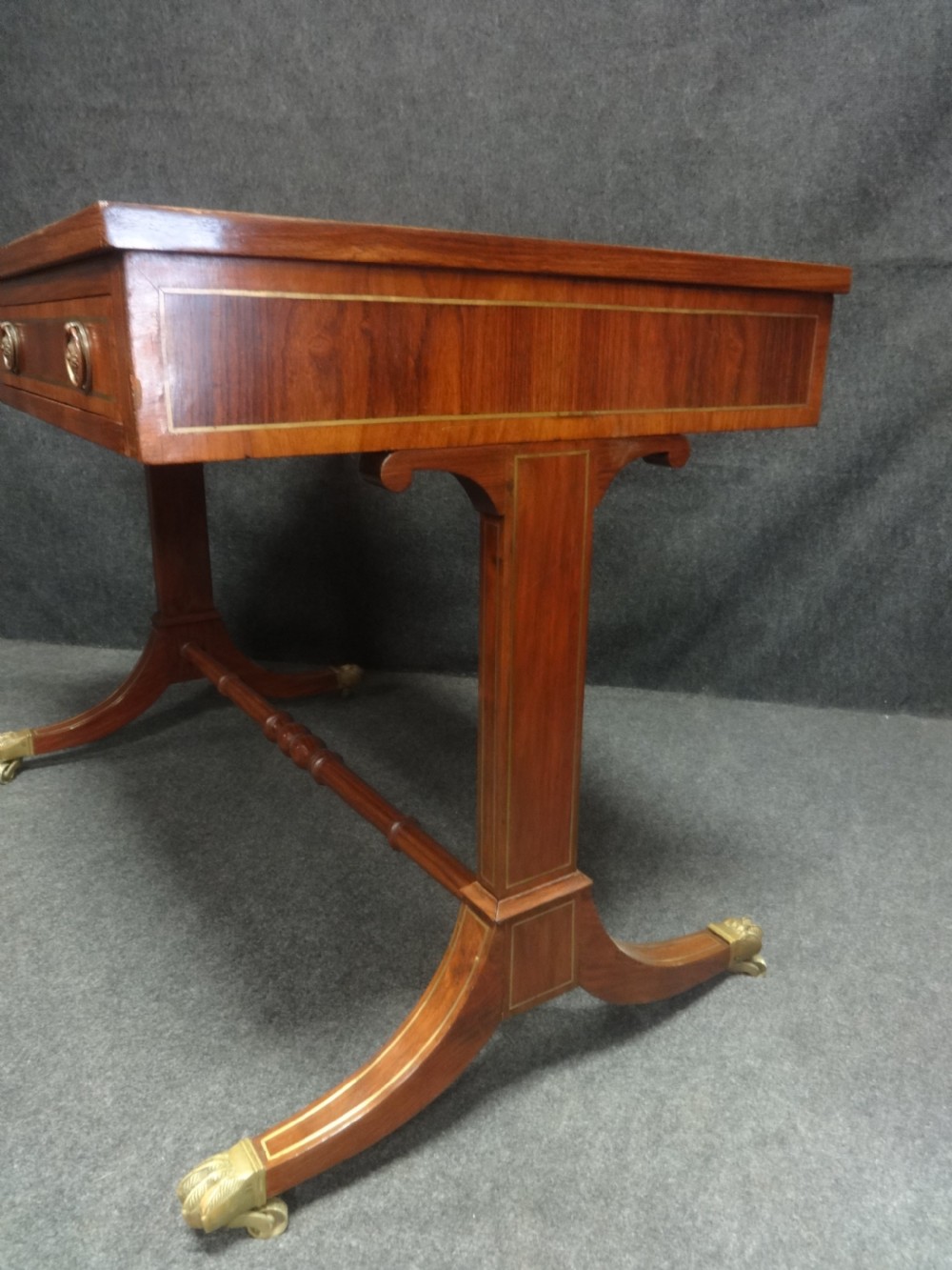 Excellent Quality Brass Inlaid Mahogany Sofa Table View VII