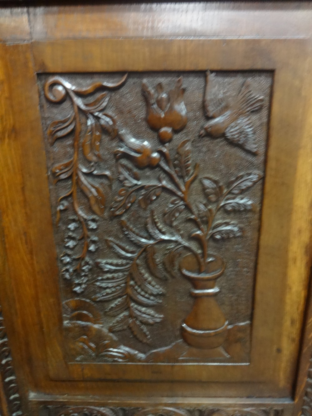 Superb Victorian Carved Oak Three Fold Screen View III