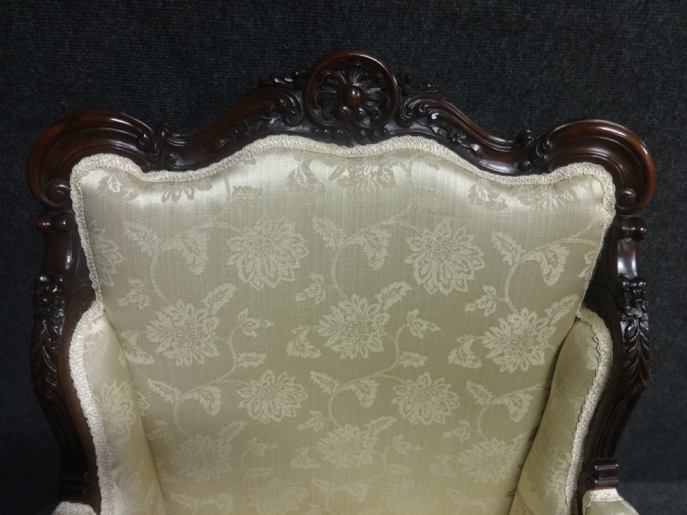 Outstanding Pair Mahogany Easy Chairs View II