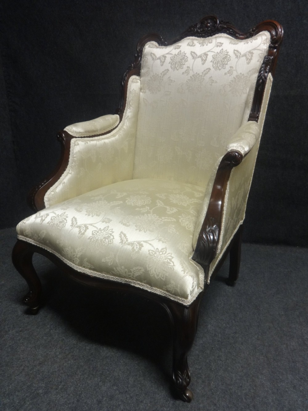 Outstanding Pair Mahogany Easy Chairs View V