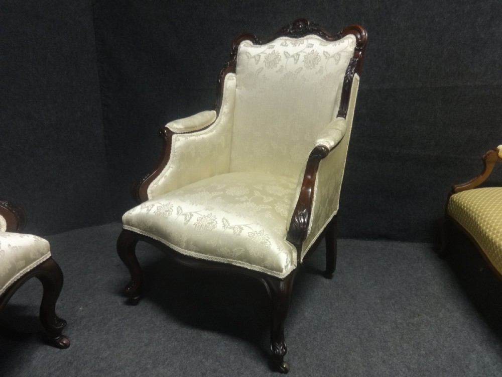 Outstanding Pair Mahogany Easy Chairs View VI