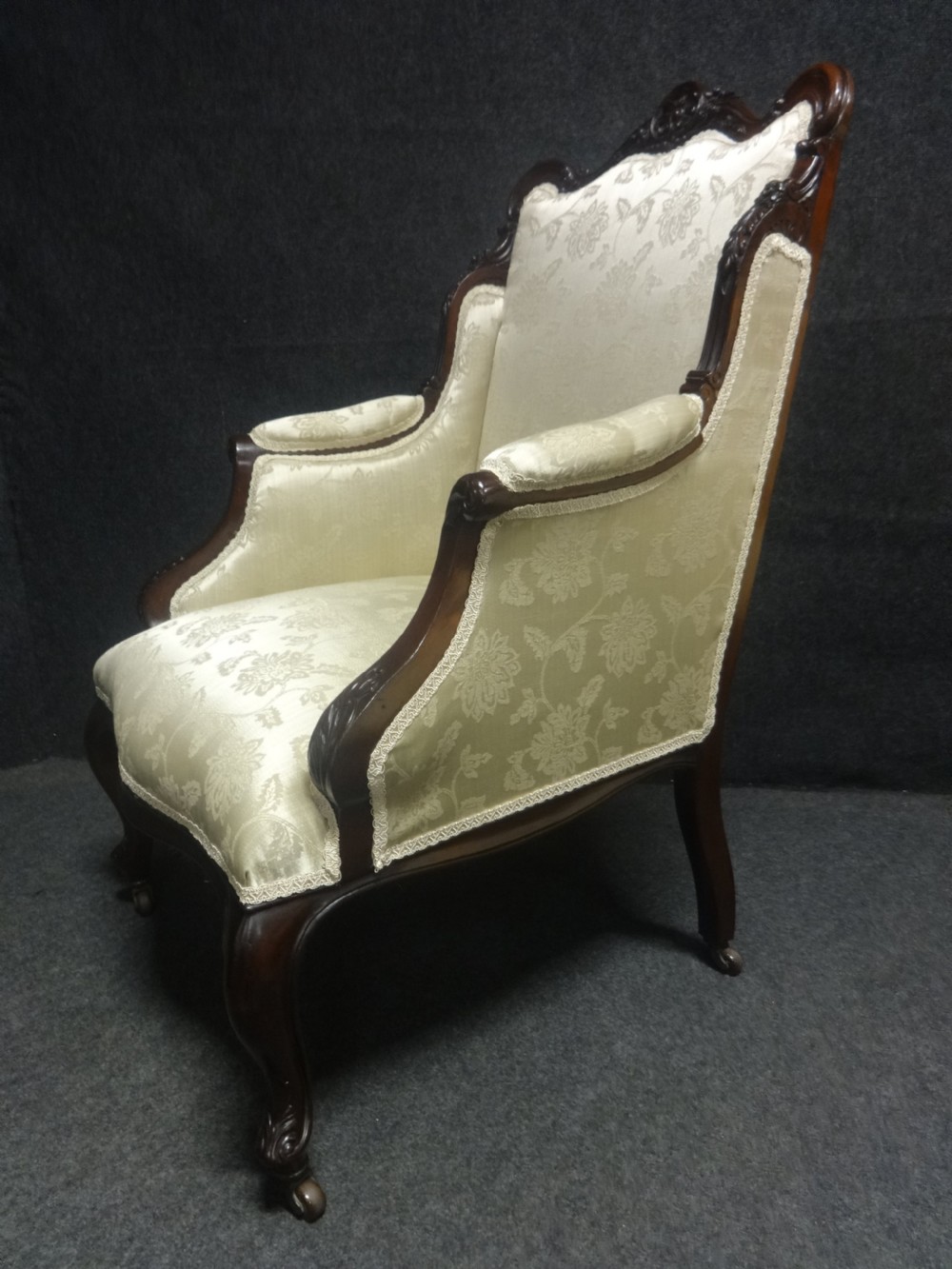Outstanding Pair Mahogany Easy Chairs View VII