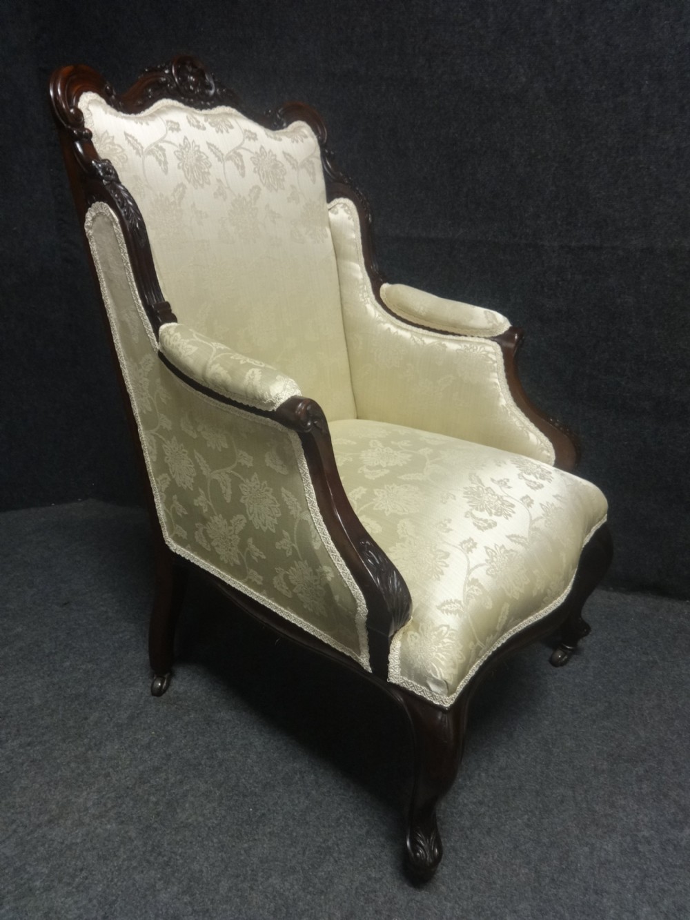 Outstanding Pair Mahogany Easy Chairs View IX
