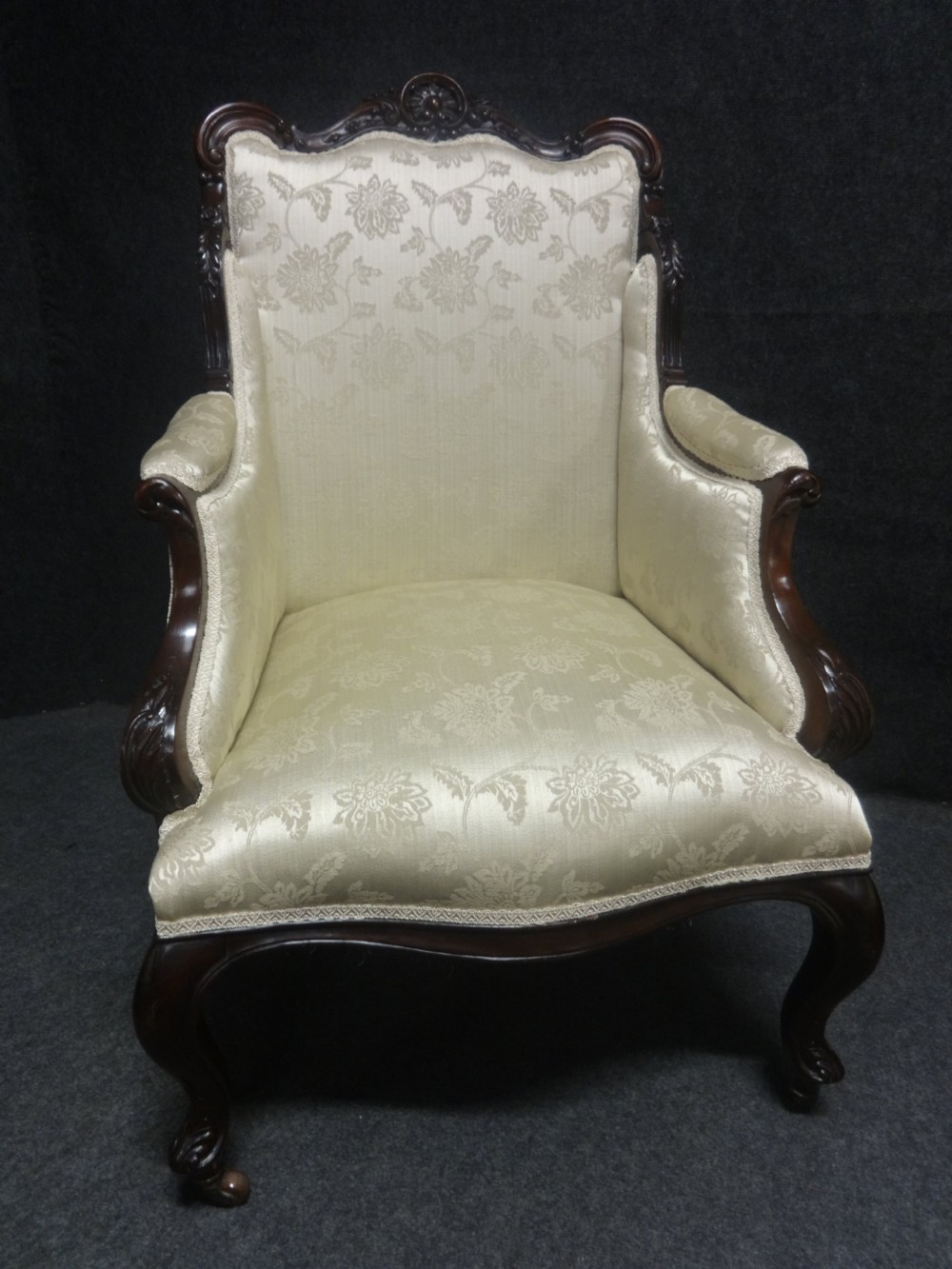 Outstanding Pair Mahogany Easy Chairs View X