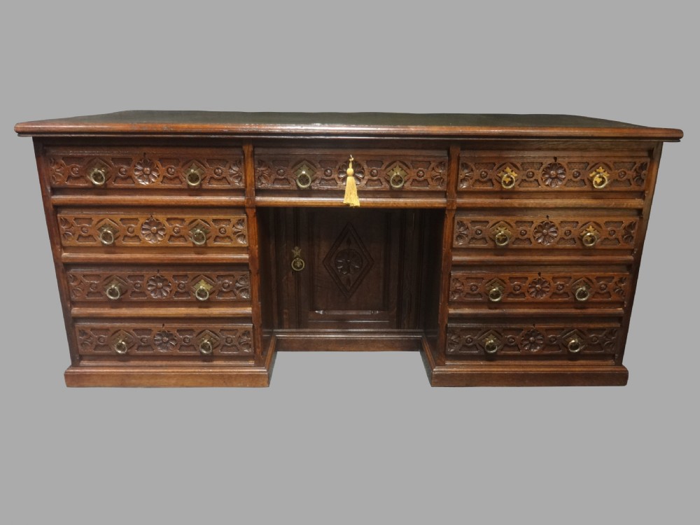Outstanding Victorian Oak Kneehole Desk View V