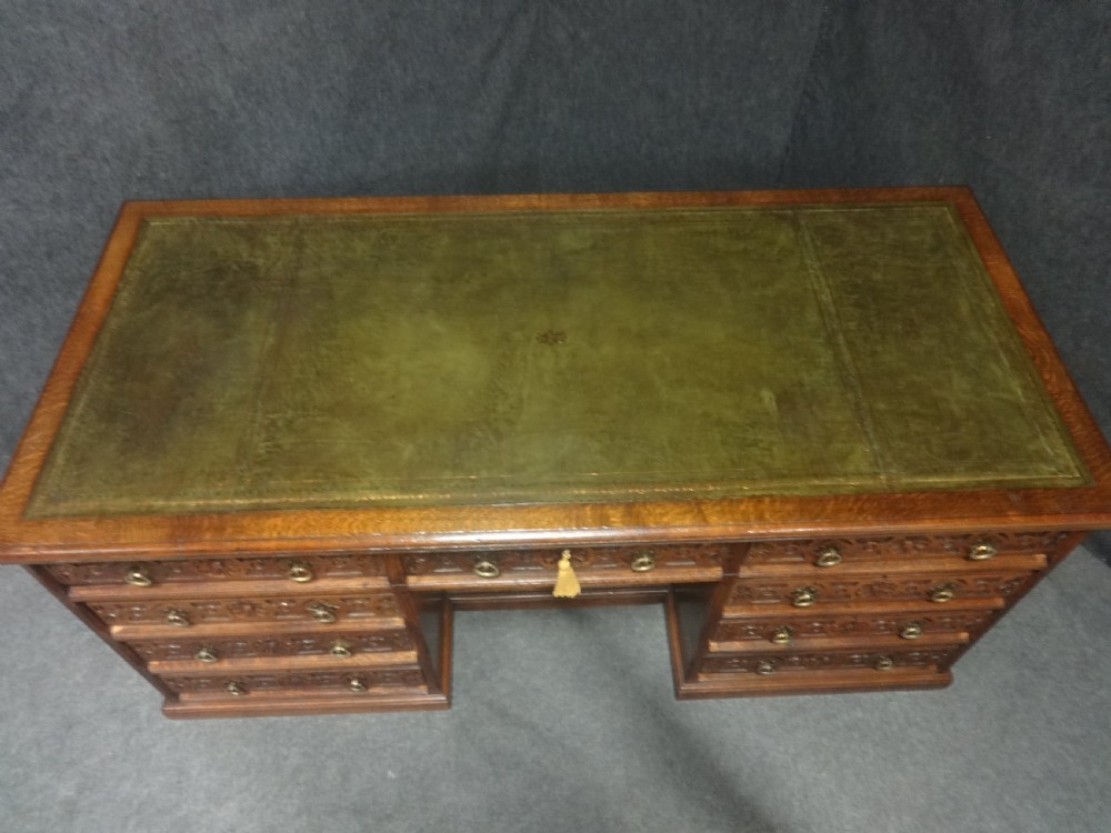 Outstanding Victorian Oak Kneehole Desk View VI