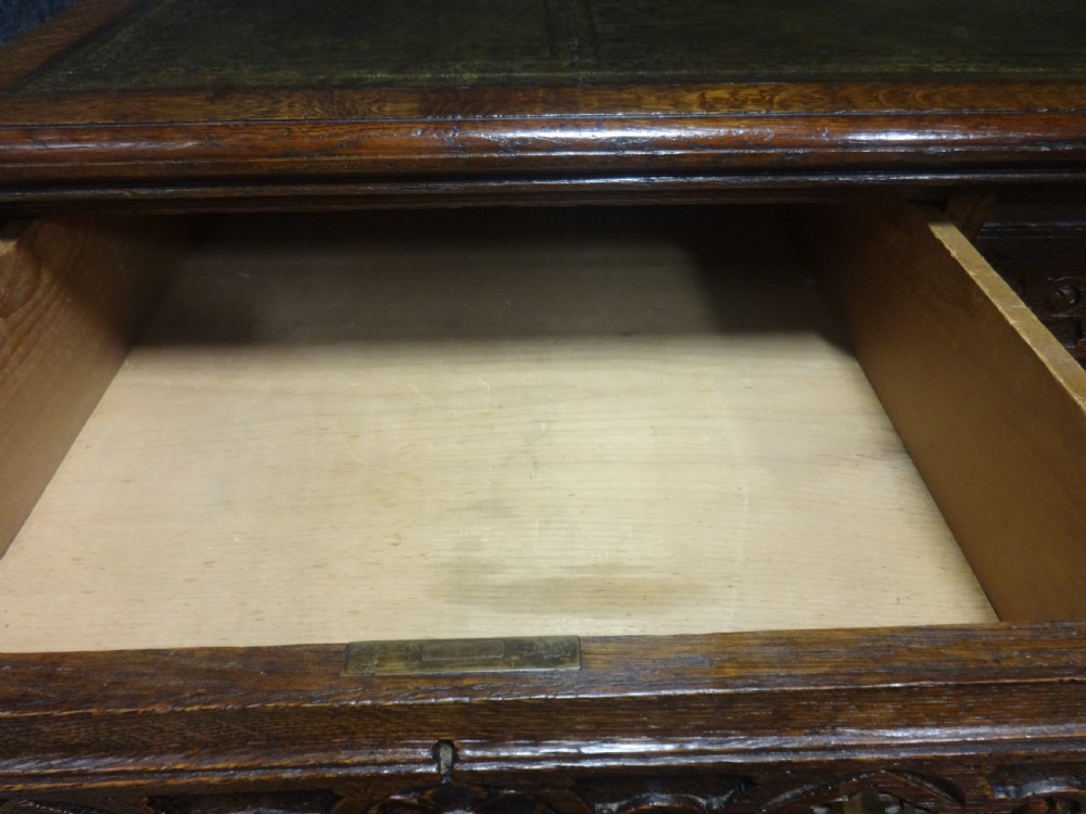Outstanding Victorian Oak Kneehole Desk View XI