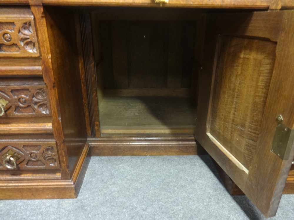 Outstanding Victorian Oak Kneehole Desk View XIV