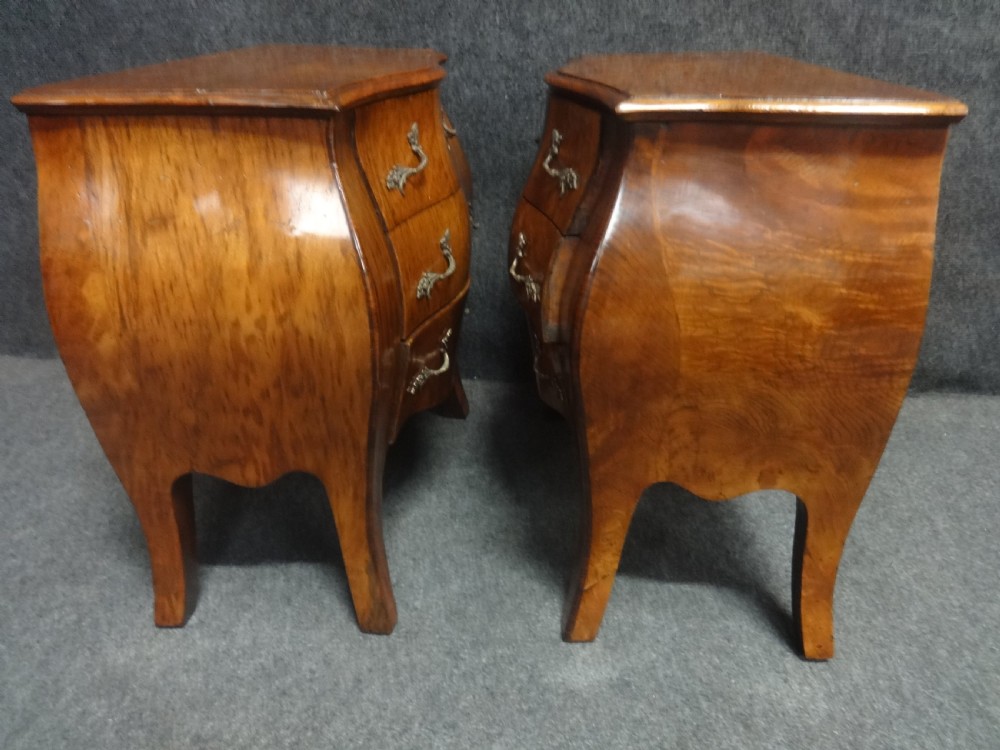 Lovely pair of Bombe Shaped Bedside Chests of drawers View III