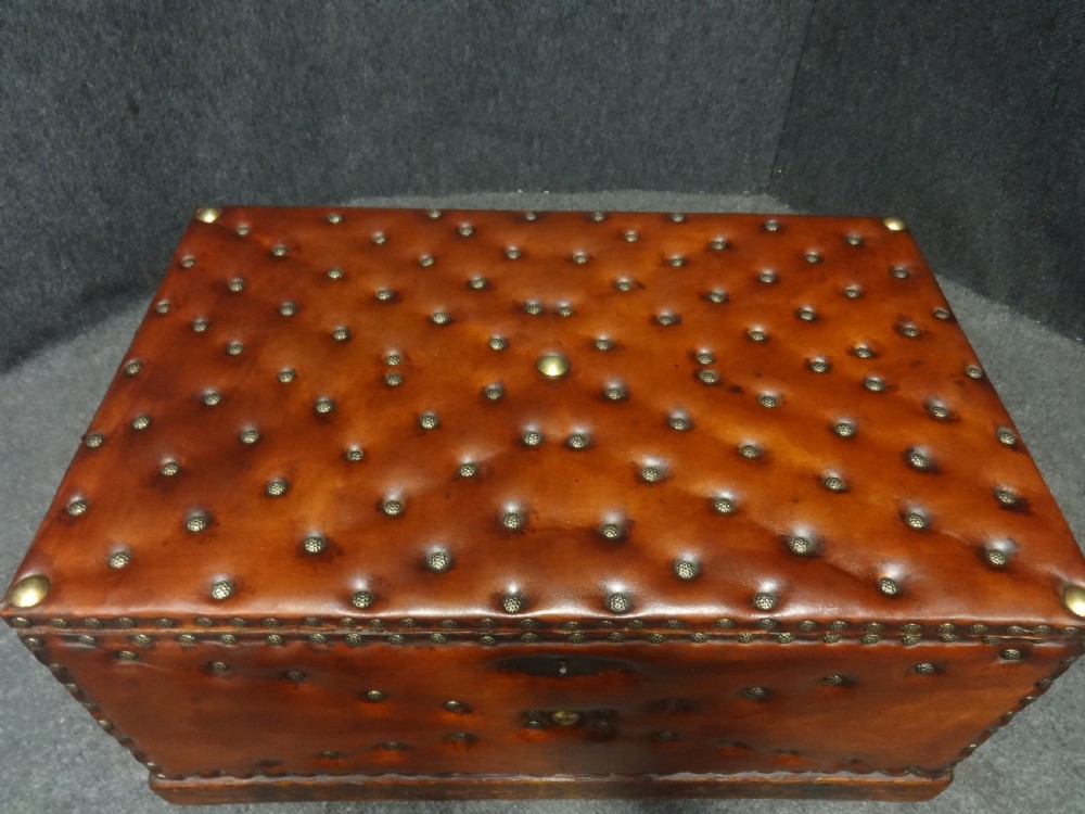 Good Leather Covered and Brass Studded  Box View V