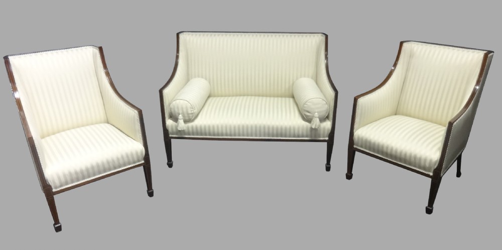 Superb Inlaid Mahogany Three Piece Suite
