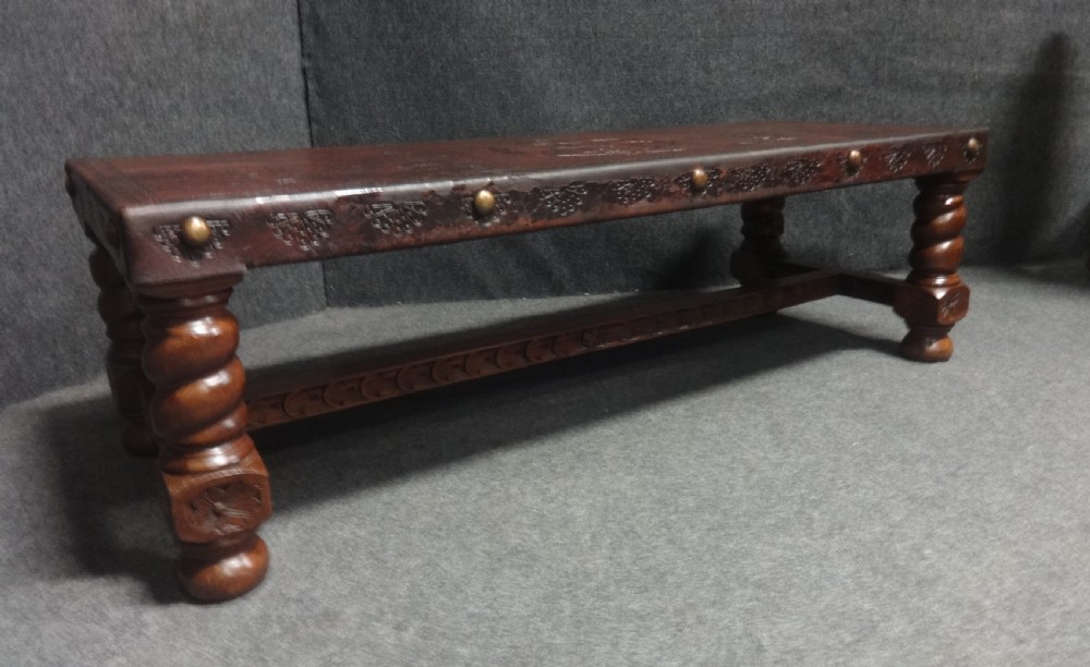 Carved Leather Topped Coffee Table View III