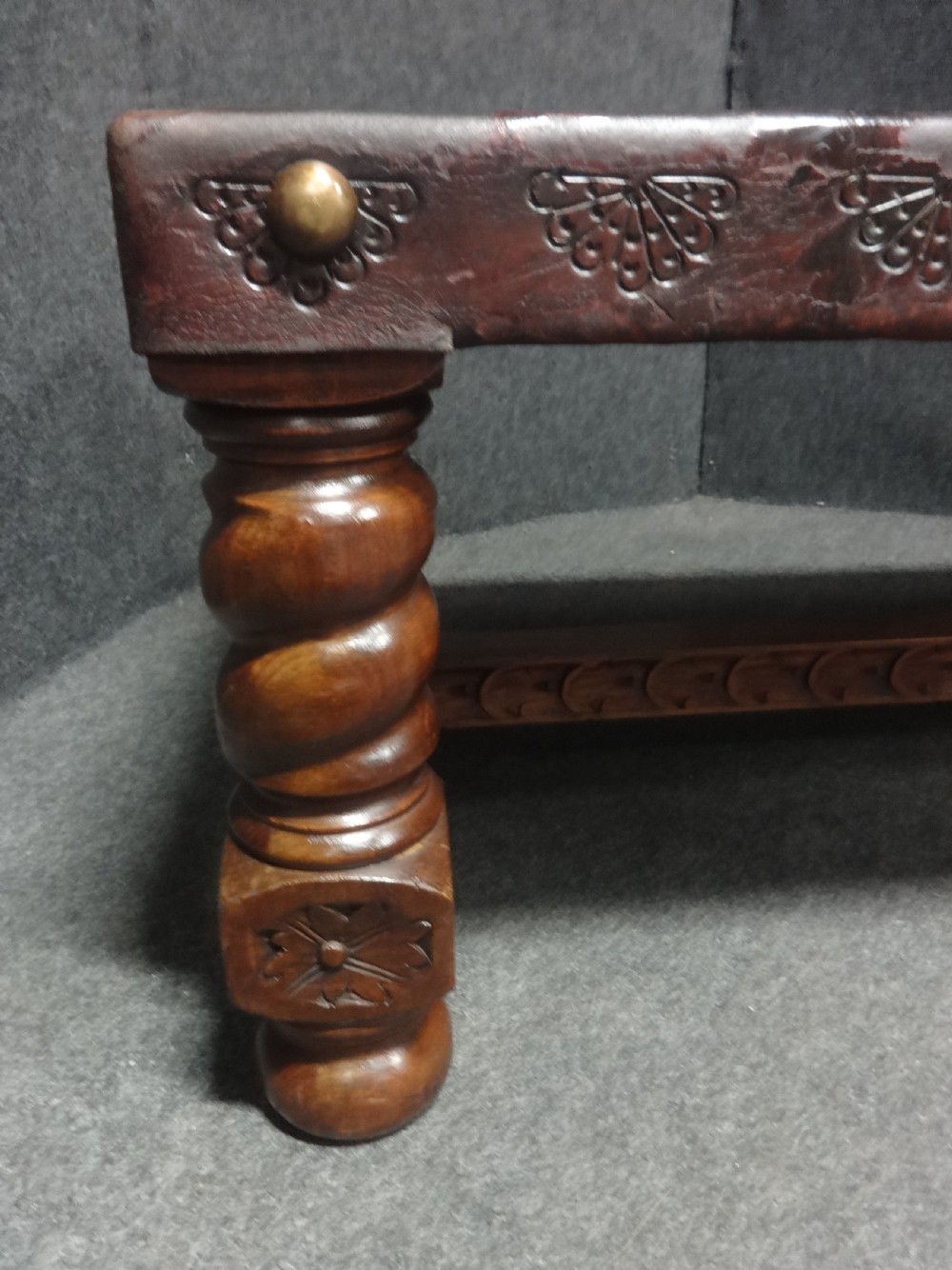 Carved Leather Topped Coffee Table View IV