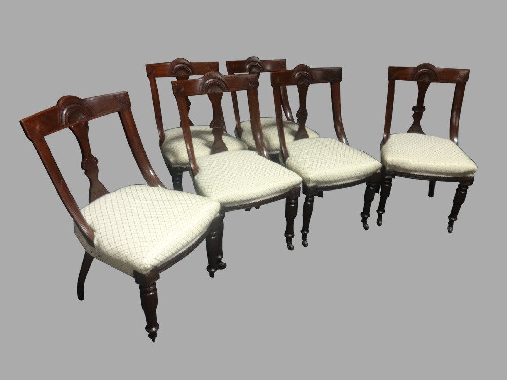 Set Six Victorian Walnut Dining Chairs