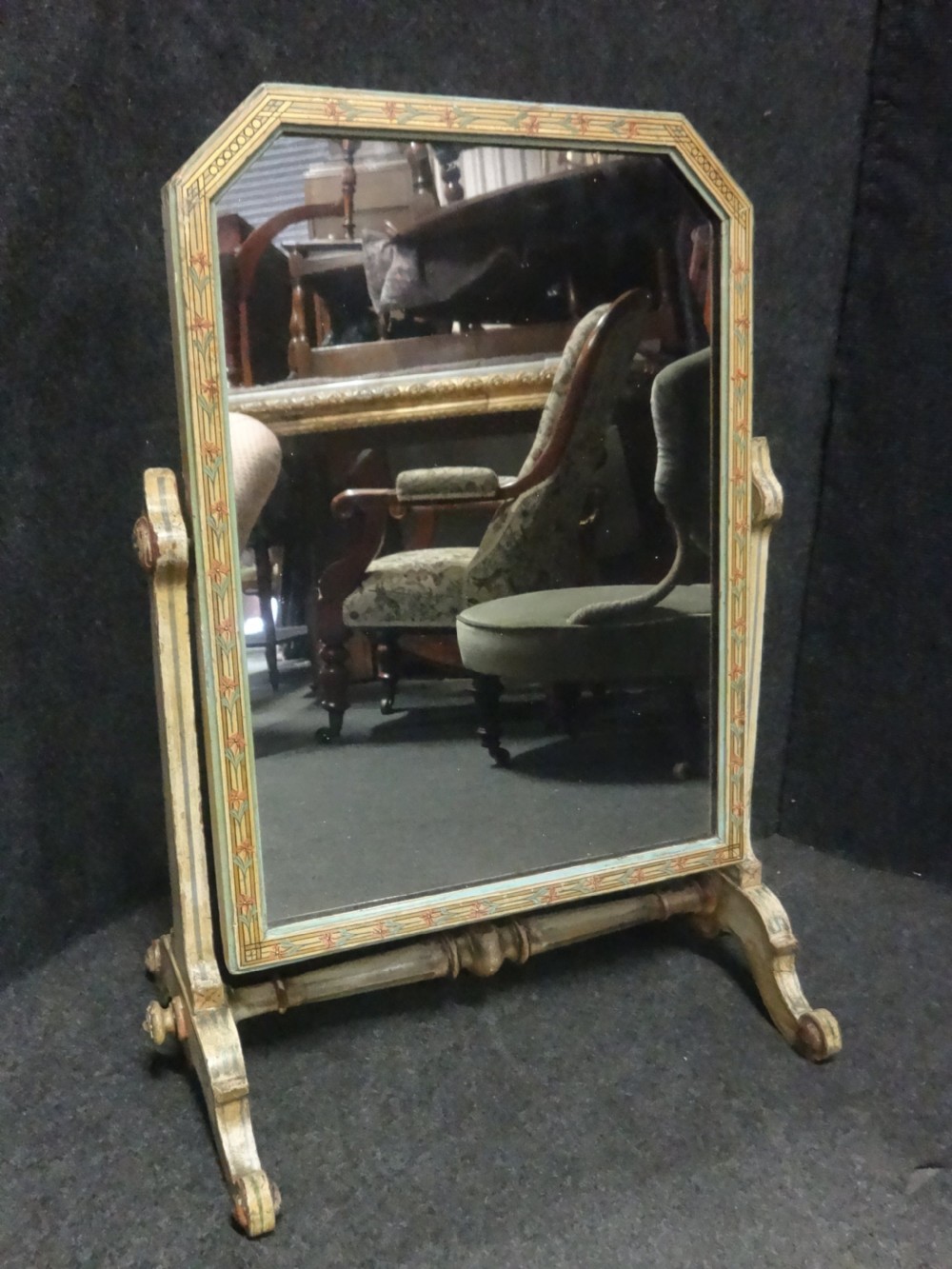 Victorian Original Painted Toilet  Dressing Swing Mirror View II