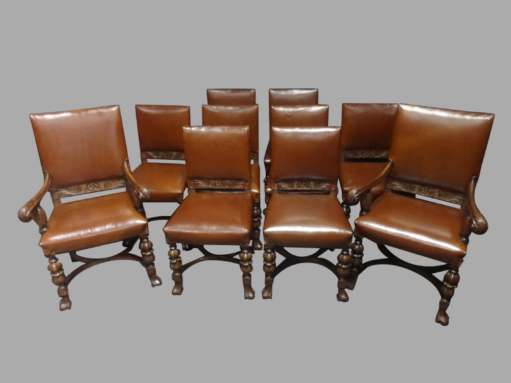 Magnificent Oak Dining Table and Ten Matching Dining Chairs View II