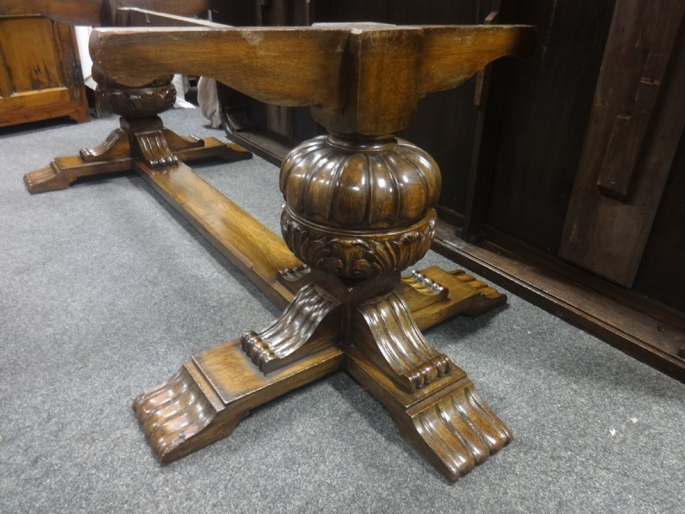 Magnificent Oak Dining Table and Ten Matching Dining Chairs View V